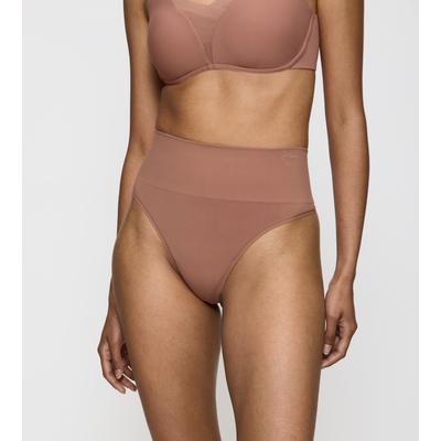 Shapingslip TRIUMPH "Soft Sculpt", Damen, Gr. 38, braun (toasted almond), Single Jersey, Obermaterial: 78% Polyamid, 22% Elasthan, unifarben, körpernah, Unterhosen, nahtlos, formend, leichter Bauchweg-Effekt, hoher Beinausschnitt