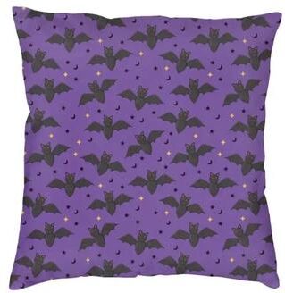 Inspired Finds Pastel Goth Pink And Black Bat Throw Pillow Cover For Halloween Home Decor black Large Bat 15.75x15.75in