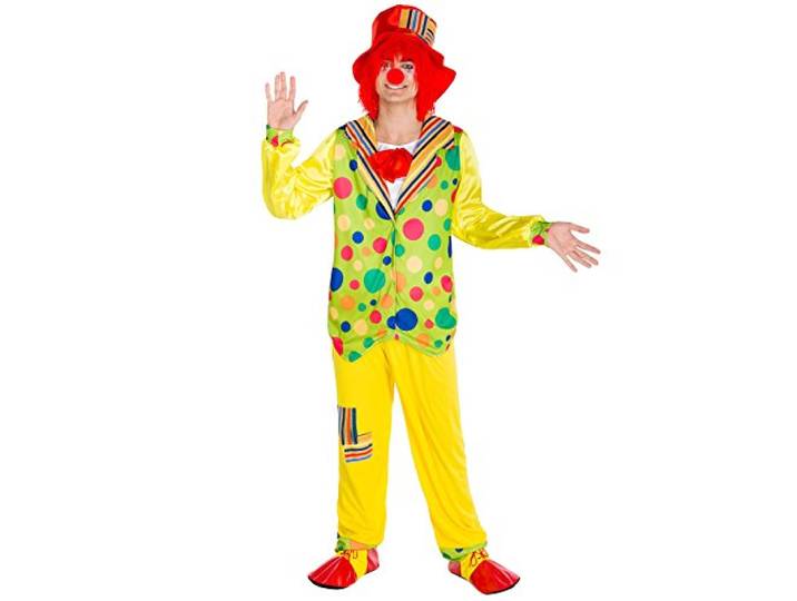 Dressforfun clownskostuum voor heren, kostuum + clownneus en slaaphoed, harlekijn clownskostuum voor carnaval (XL, nr. 300836)