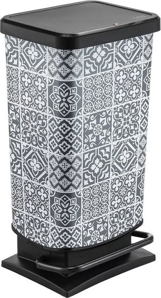 Rotho Paso Rechthoekige Plantenbak voor Terras, 40 liter, Zwart/Wit