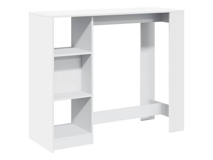Tmriohed Bartisch mit Regal Stehtisch Weiß 124x46x103,5 cm Kompakter Tresentisch für Wohnzimmer und Küche, vier offene Seitenfächer bieten Platz für Gläser und Geschirr.