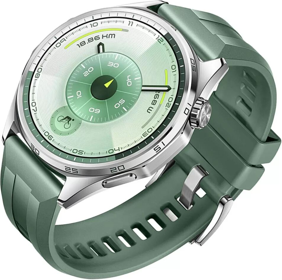 INF Geometrisches Silikon-Uhrenarmband kompatibel mit Huawei GT6 (Silberschnalle) - 22mm Grün