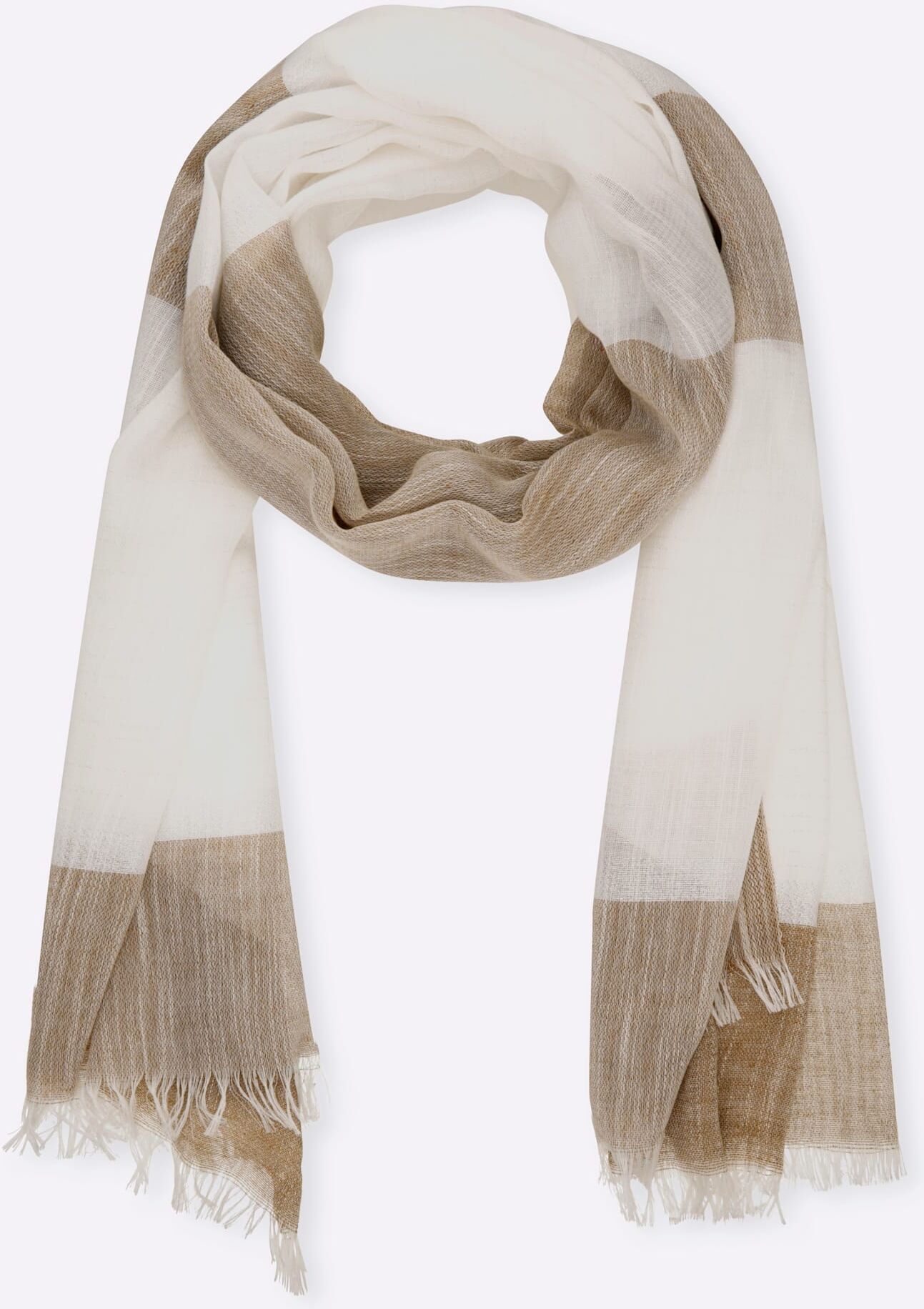 Modeschal HEINE, Damen, beige (sesam), Polyester, gemustert, Modetücher Modeschal sesam Einheitsgröße