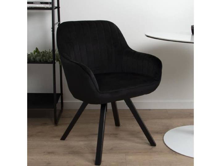 Milton & Oldbrook Velours Chaise de Salle à Manger Pivotante Madrid Noir