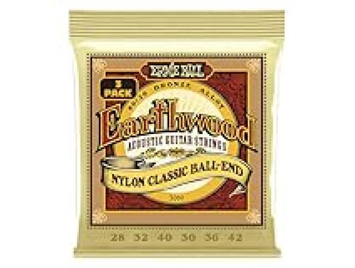Ernie Ball Earthwood - Cordes en nylon pour guitare folk, transparentes et dorées, avec extrémité à boule, en Bronze 80/20, calibre 28-4 - Lot de 3