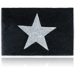 Relaxdays Fußmatte Kokos STERN SCHWARZ Grau,Schwarz