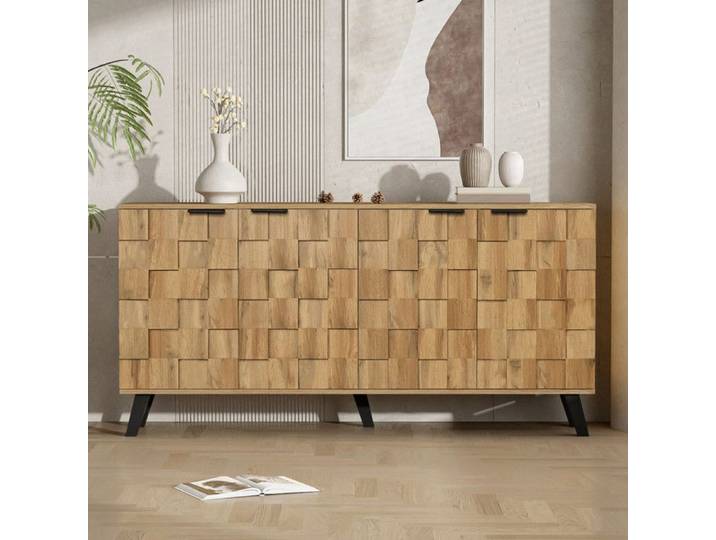 NuvlaGu - Buffet - Meuble de rangement à 4 portes - Étagères réglables - Pour les entrées salons et salles à manger - Bois
