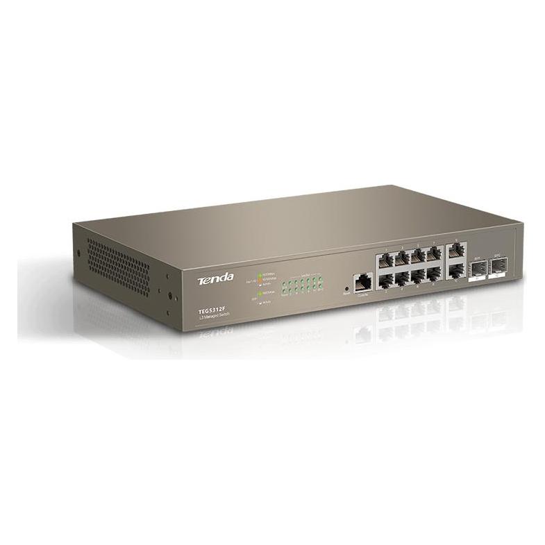 Tenda TEG5312F Netzwerk-Switch Managed L3 Gigabit Ethernet (10/100/1000) 1U Braun (12 Ports) (TEG5312F)
