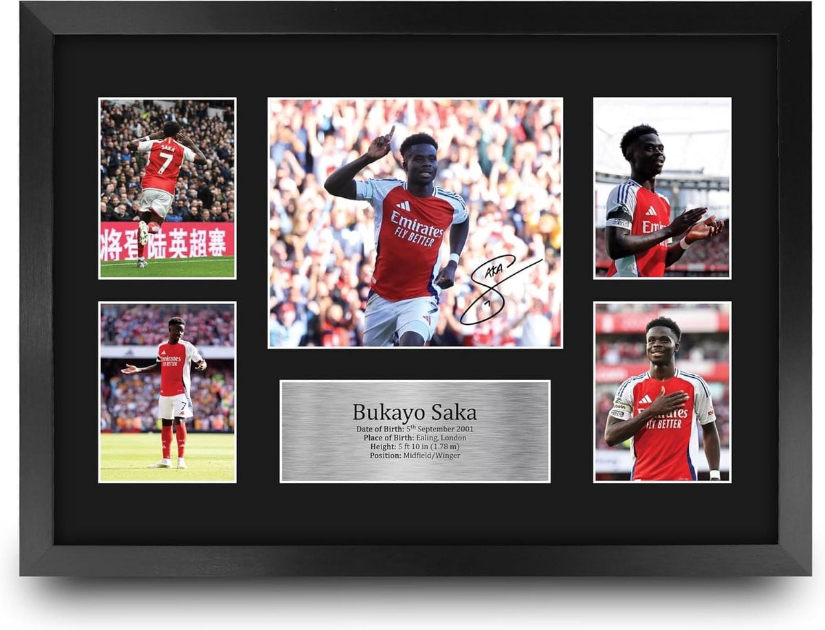 Ingelijste A3 Foto Display met Gedrukte Handtekening - Wanddecoratie voor Voetbalfans