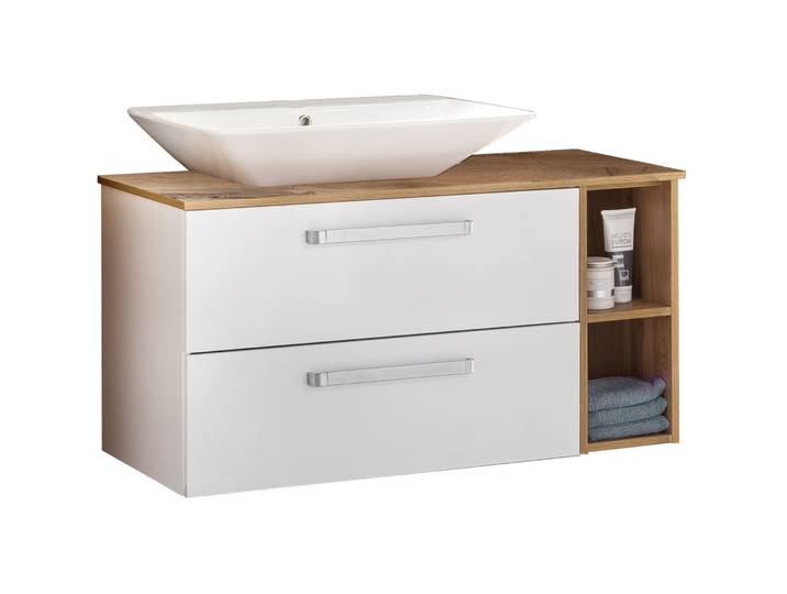 Waschtisch mit Lavabo Mable weiss/eiche Holzwerkstoff B 102.3 T 45 H 66 cm - Waschtisch mit Lavabo
