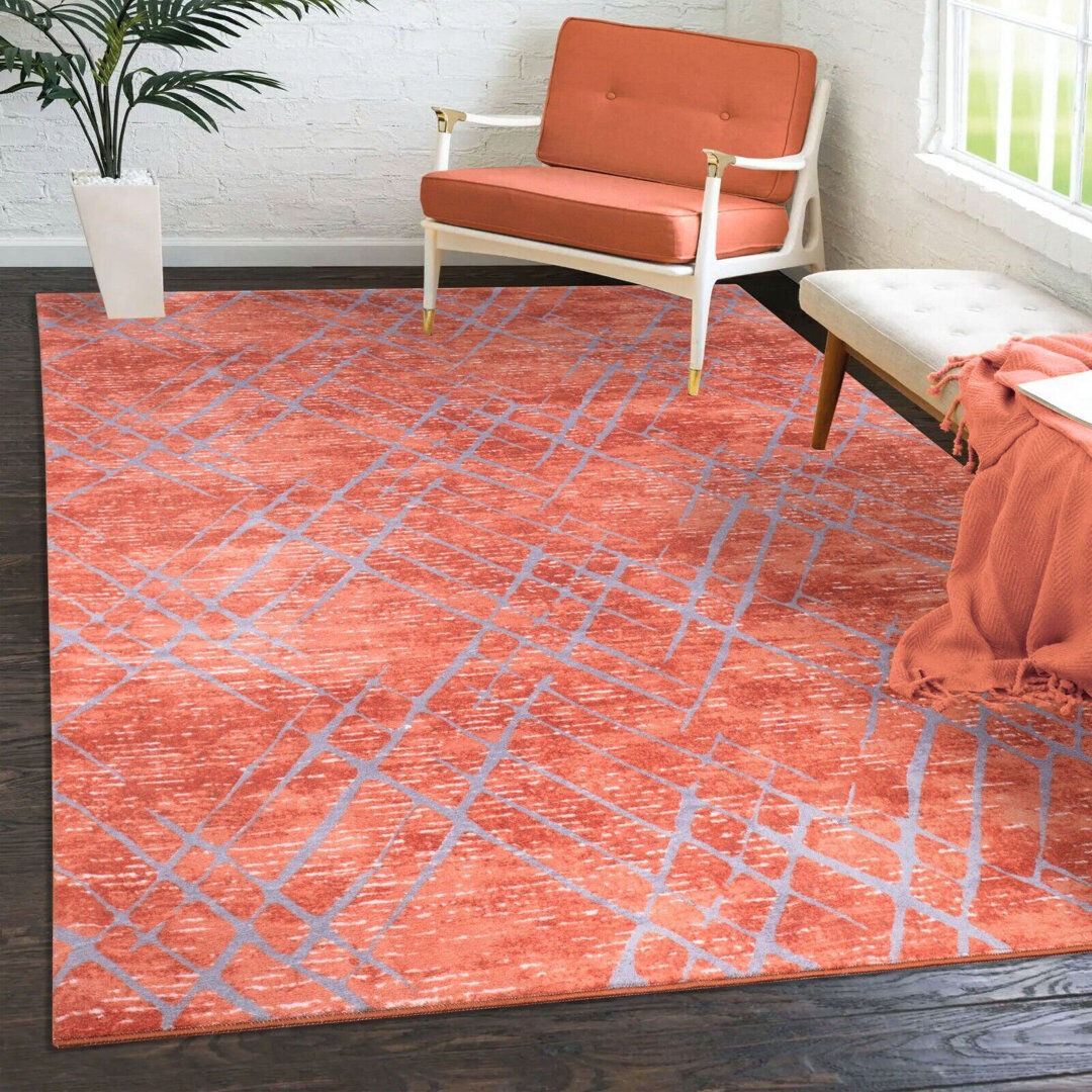 Borough Wharf Rectangle Floral Berber Indoor / Outdoor Orange Rectangle 160 x 230cm