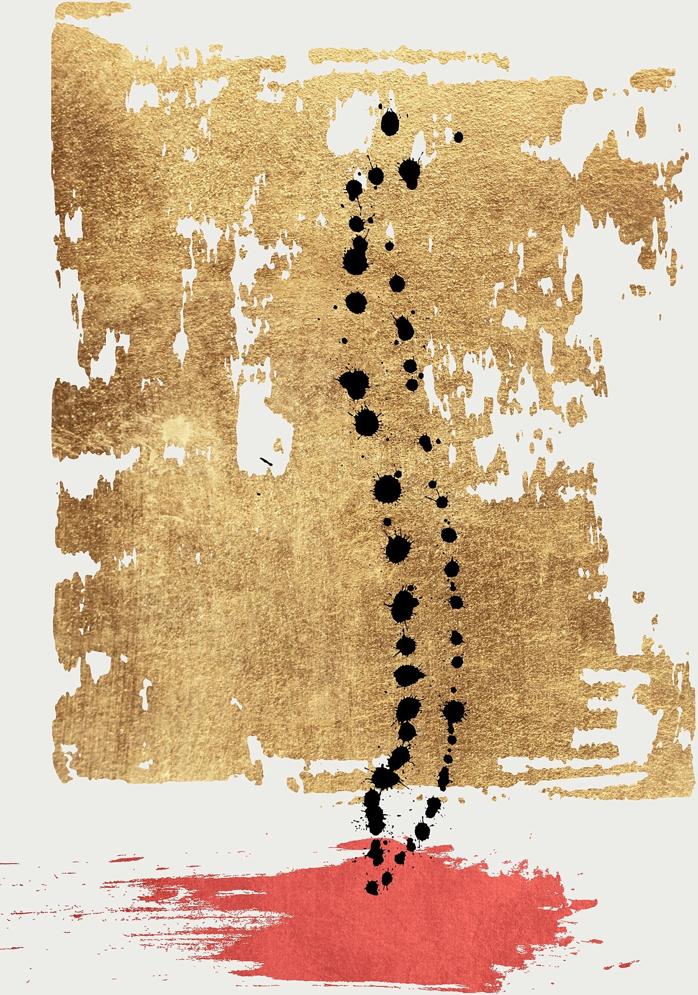 Fototapete LIVING WALLS "ARTist Drip Drop", rot (gold, rot, schwarz), B:2m L:2,8m, Vlies, Tapeten, Vlies, Wand, Schräge