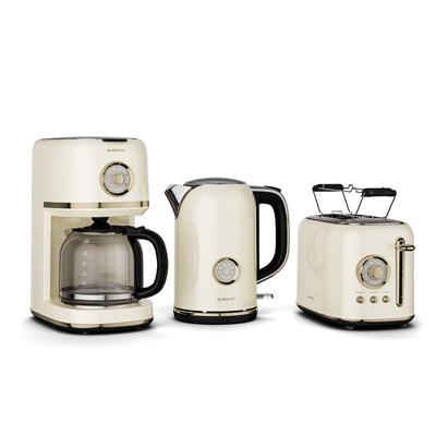 Victoria Frühstücksset | Toaster, Wasserkocher, Kaffeemaschine | 12 Tassen Creme Klarstein