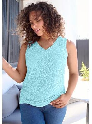Plus Size Women's V Neck Cami by Roaman's in Light Aqua (Size 12)