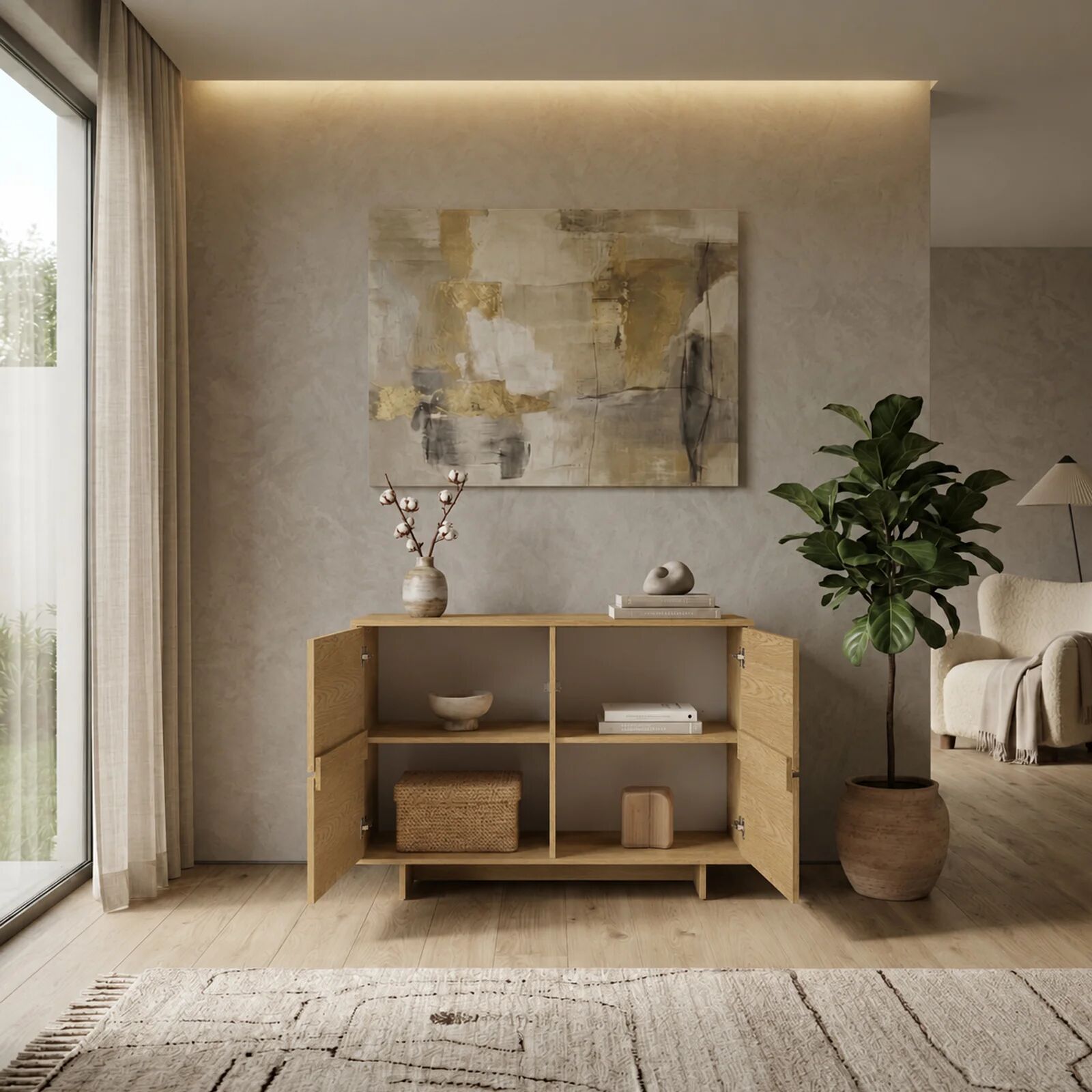 garneroarredamenti Madia 111x88h cm 2 ante soggiorno rovere Paros