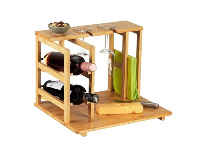 Relaxdays Plateau à fromages en Bambou\, HxLxP: 26\,5 x 40\,5 x 33 cm\, Planche & Accessoires vin\, Porte-Serviettes\, Nature