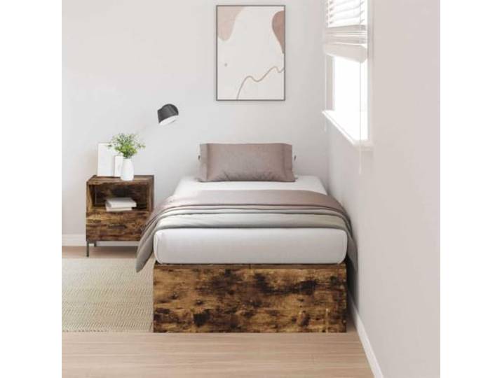 YUTAASU Stauraumbett 90x190 Kiefernholz Eiche Massivholz, Tür mit Stauraum, Scharniergriffe, für Schlafzimmer