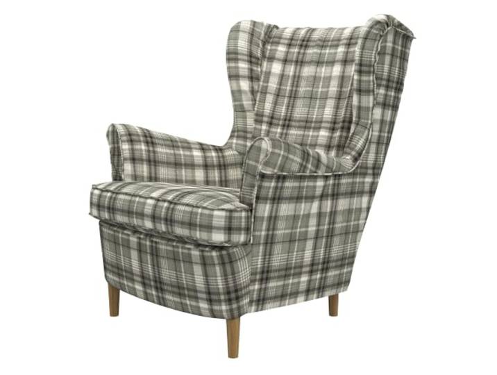 Soferia Housse de Rechange Compatible pour STRANDMON Fauteuil – Tissu Stewart Tartan Grey (Tartan\, résistant\, Texture Douce\, Lavable en Machine)