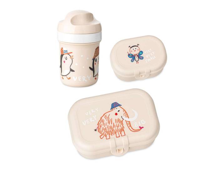 Trinkflasche & Brotdose 200 ml 3-teilig, Beige, Kunststoff, 1x1x1 cm, Küchenzubehör, Vorratsbehälter, Brotkästen