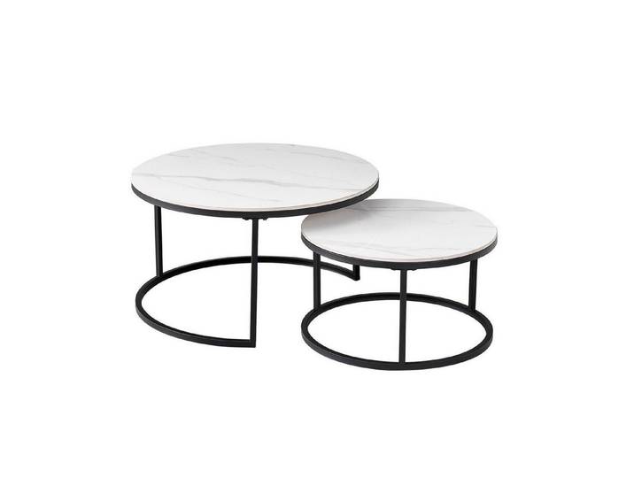 LuxusKollektion Couchtisch Couchtisch Set Marmor Weiß 70x70cm (2-St)