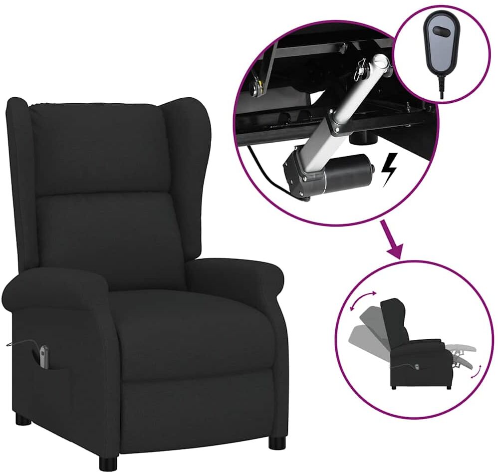 vidaXL Fauteuil inclinable électrique à oreilles noir tissu
