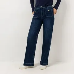 STRANDFEIN Jeanshose lange Form aufgesetzte Taschen weites Bein