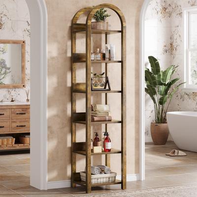 1Easylife 6-Tier Arched Tall Narrow Bookshelf Bookcase with Shelves