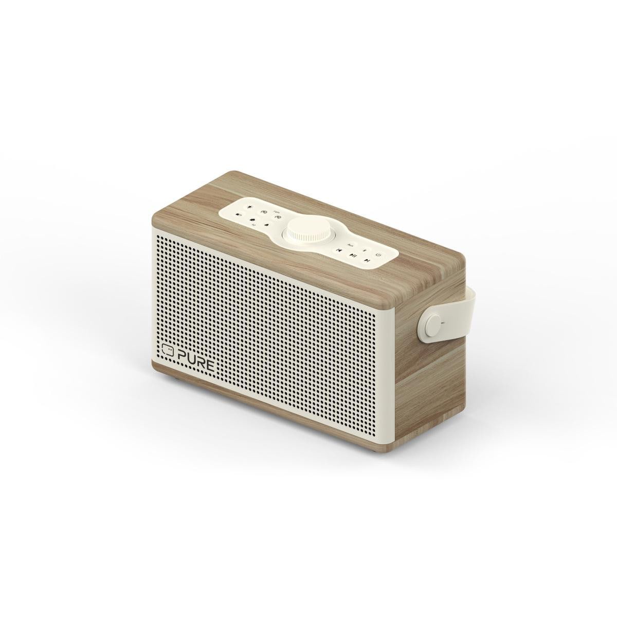 Pure Classic Aura tragbarer Bluetooth-Lautsprecher; Hintergrundlicht; Weiß/Eiche 254373