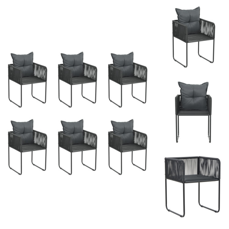 vidaXL Gartenstühle 6 Stk. mit Kissen Poly Rattan Schwarz - Gartenstühle