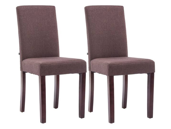 TPFLiving 2er Set Esszimmerstuhl Ines Stoff Gestell Holz Cappuccino - Braun