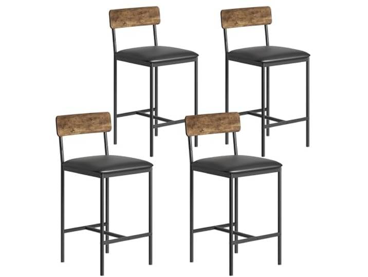 Barhocker‑Set, Thekenhochstühle, Gepolsterte Barhocker Mit Rückenlehne stabiler Metallrahmen, Küchenhocker für Kochinsel, Hausbar, Esszimmer