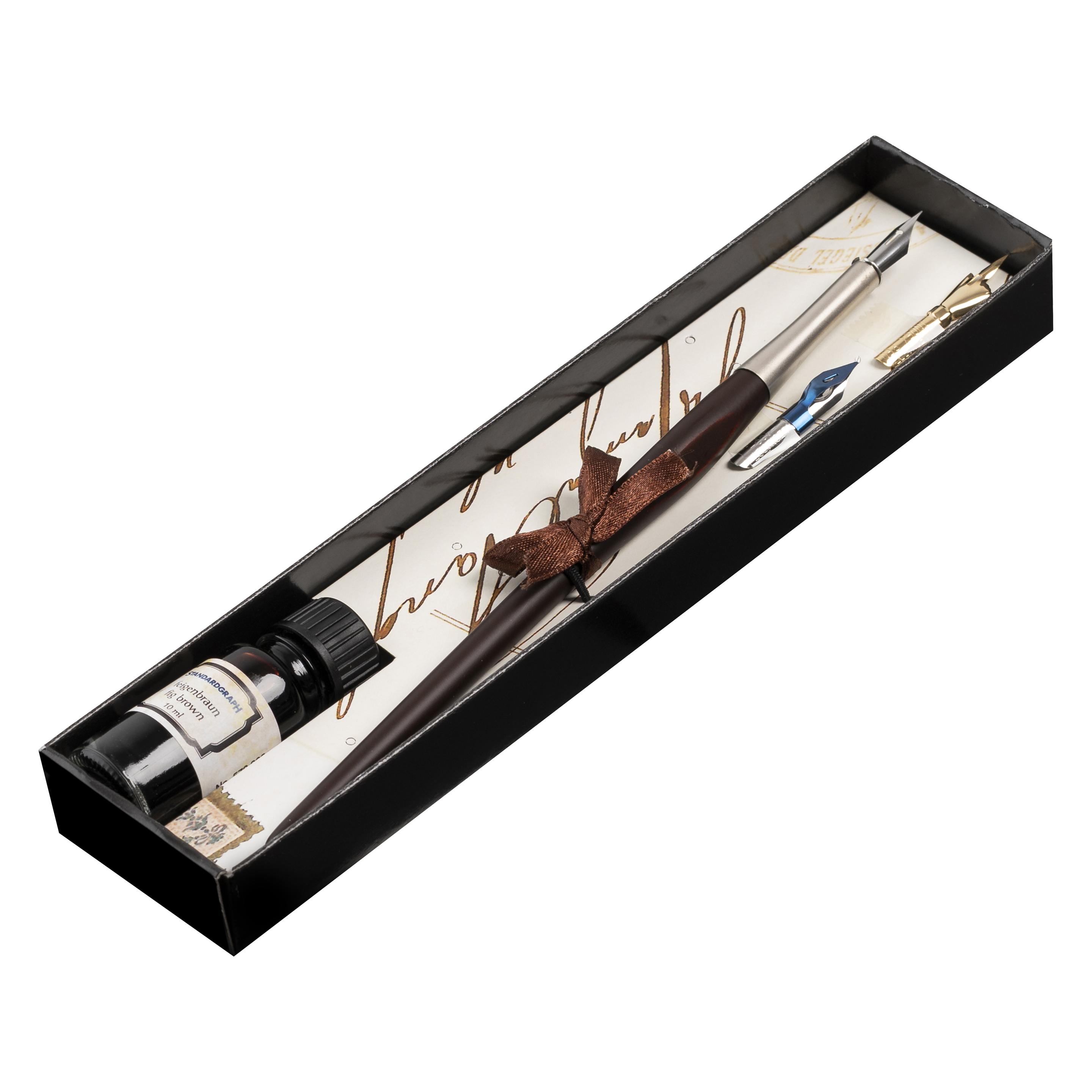 Standardgraph Kalligraphie-Set Luxus Braun Federhalter +3Federn +Tinte 10ml (1x) (ST-1203-08-SG)