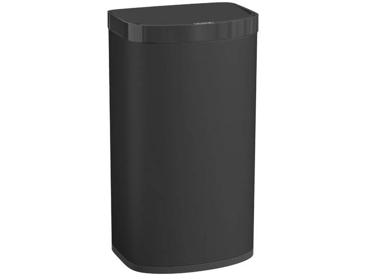 Homcom Sensor-Mülleimer Edelstahl Kunststoff Schwarz, Metall, 28.5x69x38 cm, Badaccessoires, Abfalleimer