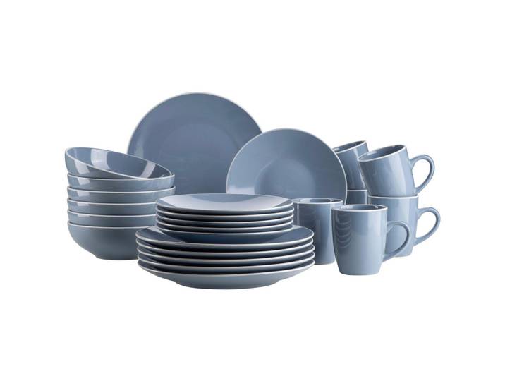 Mäser Kombiservice Elissa, Blau, Keramik, 24-teilig, 380 ml,800 ml, 46.5x33x32 cm, Geschirr, Geschirrsets, Kombiservice