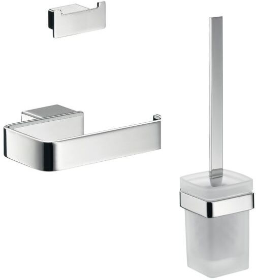 Emco Loft WC-Set 059800102 chrom, Papierhalter ohne Deckel, Bürstengarnitur und Doppelhaken