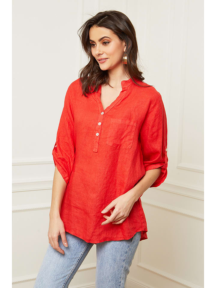 Fleur de Lin Leinen-Bluse "Bjorg" in Rot - M