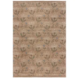JUTETEPPICH handgewebt JED, floral, Natur, 200 x 290 cm