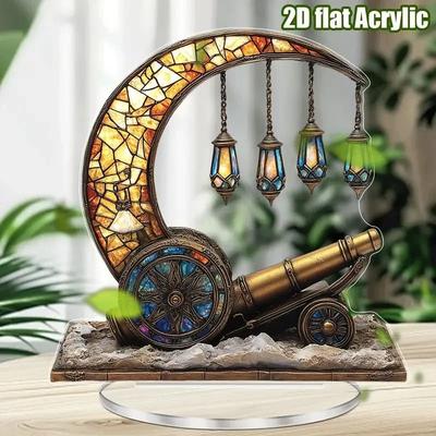 Uplift Picks Ramadan Table Decor Crescent Moon Acrylic Desk Ornament Eid Islamic Home Decor d ramadan