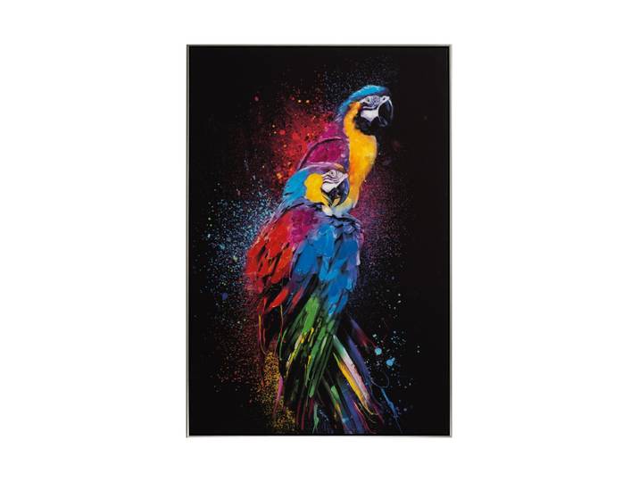 Handbemaltes, gerahmtes Bild „Farbenprächtige Papageien“ 82.5 x 122.5 cm Multicolor Crea Collection