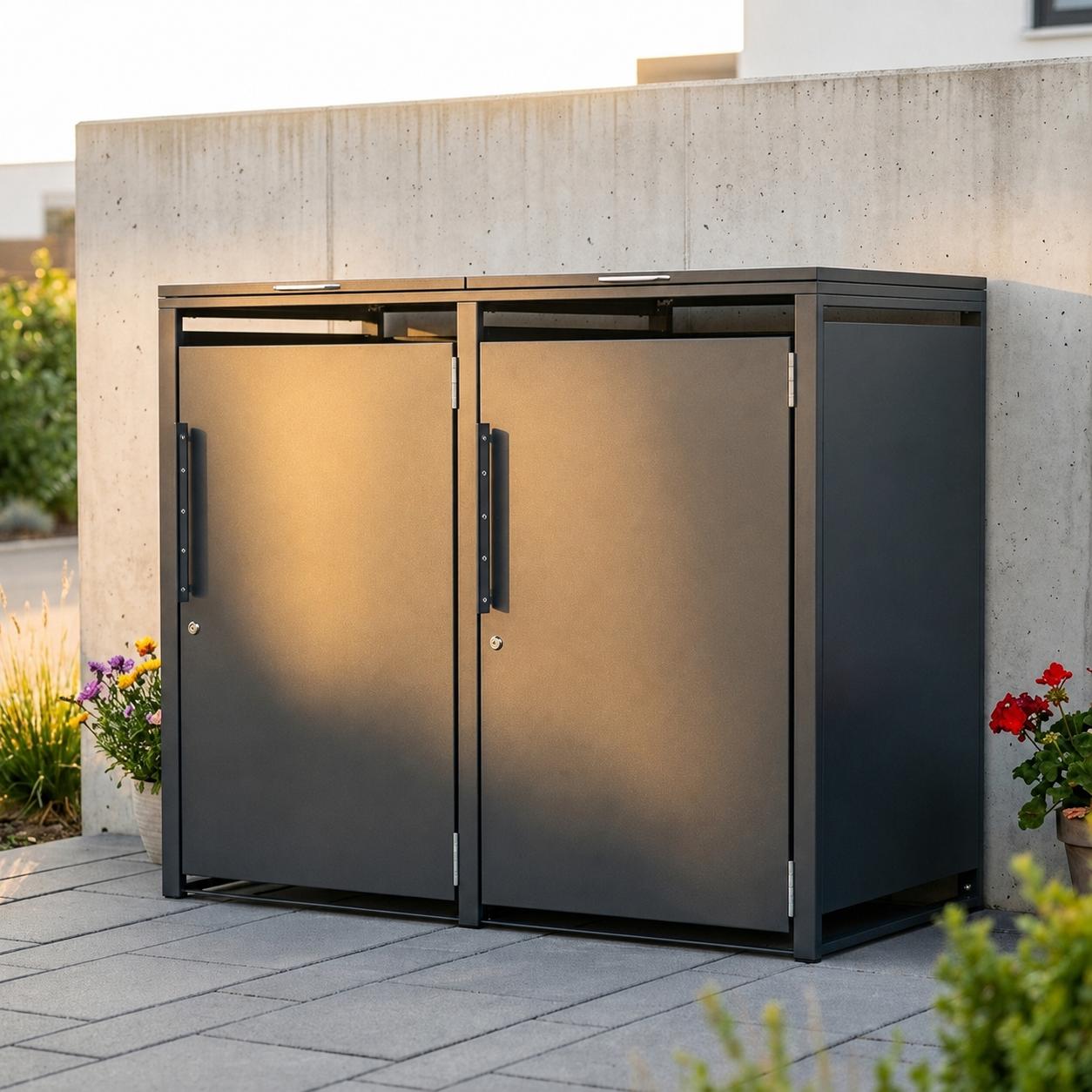 Garlivo Mülltonnenbox SE-BBB02, Grau, Schwarz, 240L
