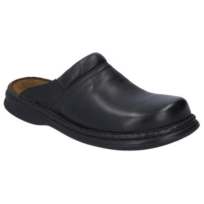 Clog JOSEF SEIBEL "Max", Herren, Gr. 50, Leder, schwarz, unifarben, Schuhe Clog, Sommerschuh, Schlappen, Urlaub, mit gepolsterter Innensohle