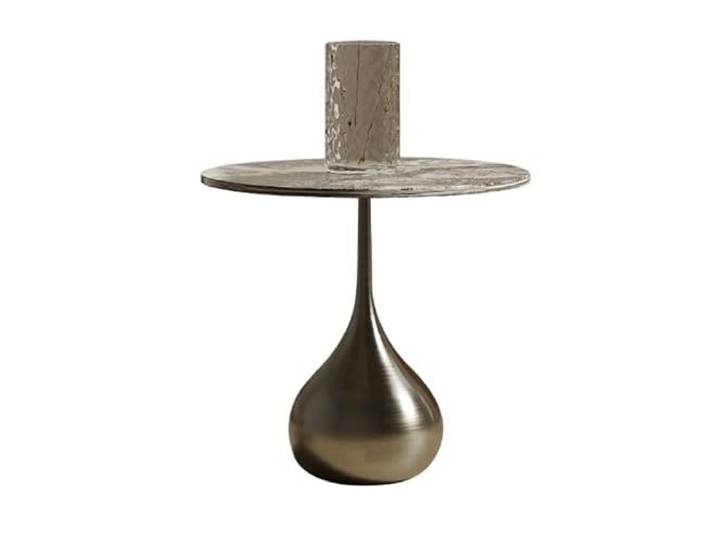 SAMCIOI Wohnzimmer-Beistelltisch, Couchtische Marmor Kunst Sofa Seite Tisch Licht Luxus Wohnzimmer Ecke Freizeit Kleine Runde Couchtisch, Nachttisch