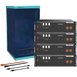 Pylontech Bundle 4 x US3000D (14 kWh) mit Wechselrichter-Anschlusskabelset und Batterieschrank