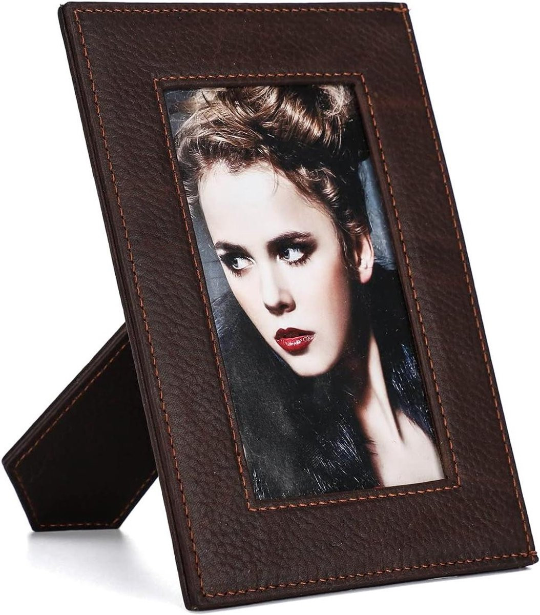 Allecto Plus Lederen Fotolijst Retro Handgemaakt - Tafeldecoratie met Stijlvol Ontwerp