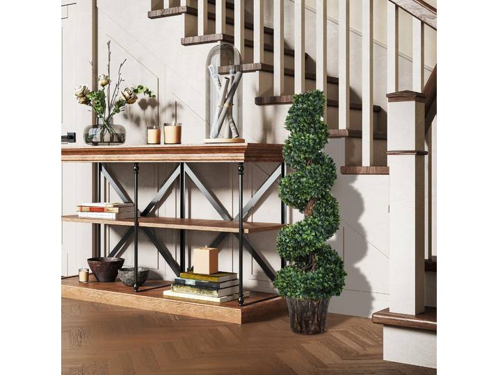Outsunny Plante Artificielle topiaire Buis Arbre Artificiel en Forme de Spirale dim. Ø 32 x 120H cm Vert