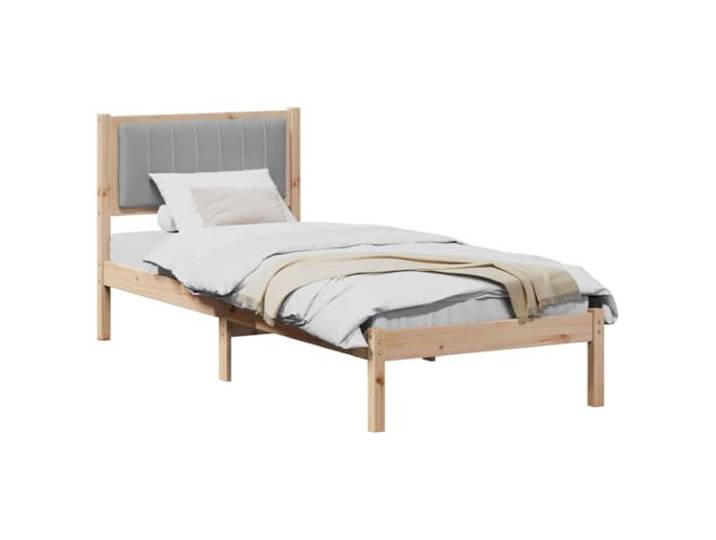 KTHLBRH Bett mit Kopfteil beschichtet Hellgrau 80 x 200 cm Massives Kiefernholz, Schaumstofffüllung, einfache Reinigung, robuste Struktur