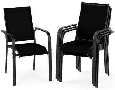 Costway Patio Dining Chairs Set of 2/4/6 Stackable Outdoor Armchairs with Metal Frame-Set of 4