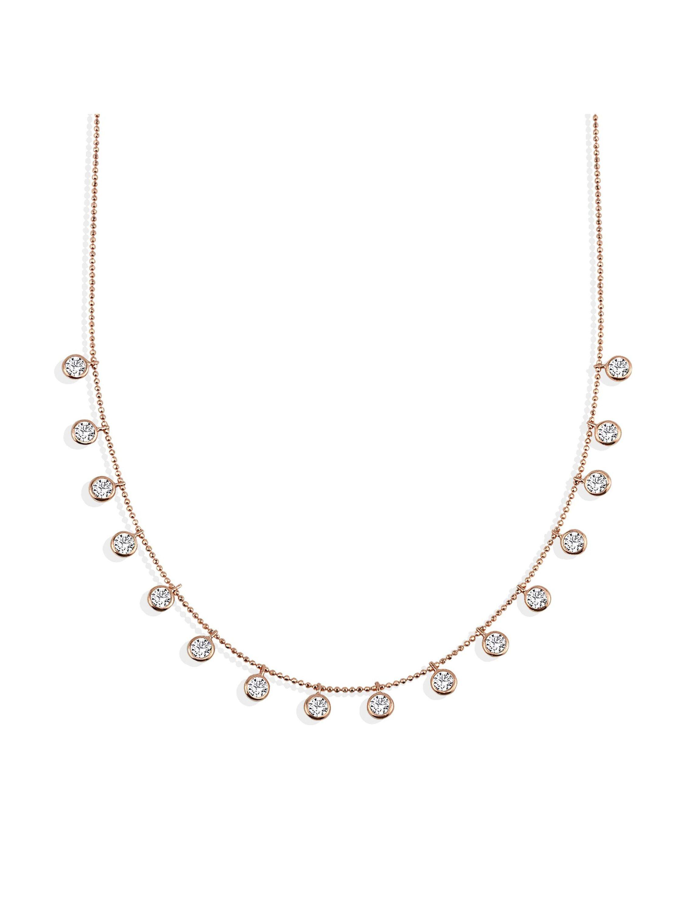 Dkeniz Anhänger mit Kette 925/- Sterling Silber rosévergoldet funkelnde Halskette