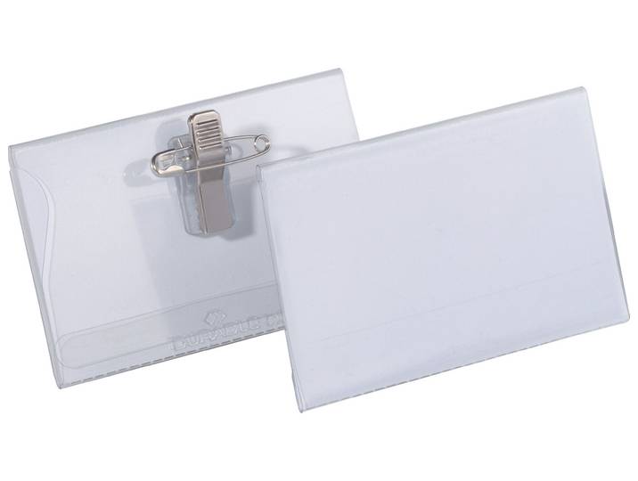 DURABLE Porte-badge 54 x 90 mm - Fixation clip ou pince crocodile - Transparent - Boîte de 50 pièces