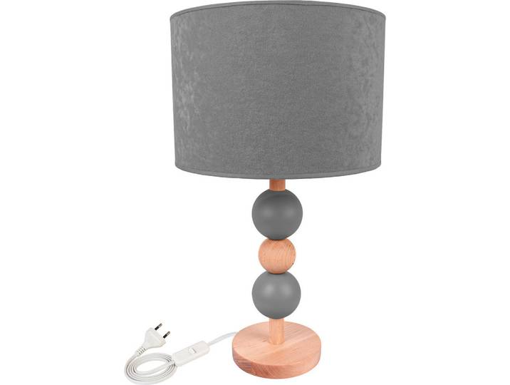 Kindertischleuchte Bolla, Grau, Naturfarben, Goldfarben, Holz, Erle,Erle, 53 cm, Lampen & Leuchten, Innenbeleuchtung, Kinderzimmerlampen, Kindertischleuchten